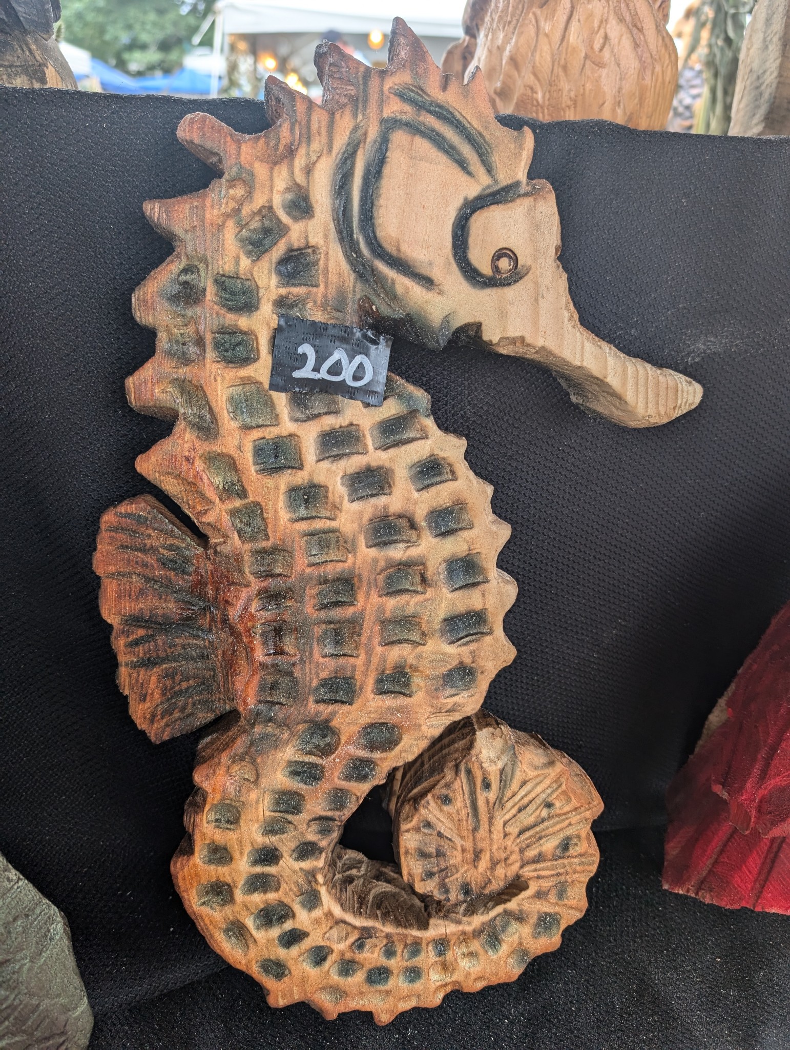 Seahorse — chainsaw carving by The Grateful Tech