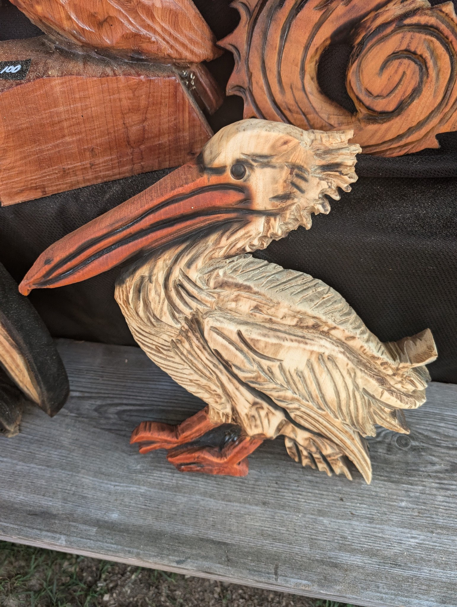 Pelican — chainsaw carving by The Grateful Tech