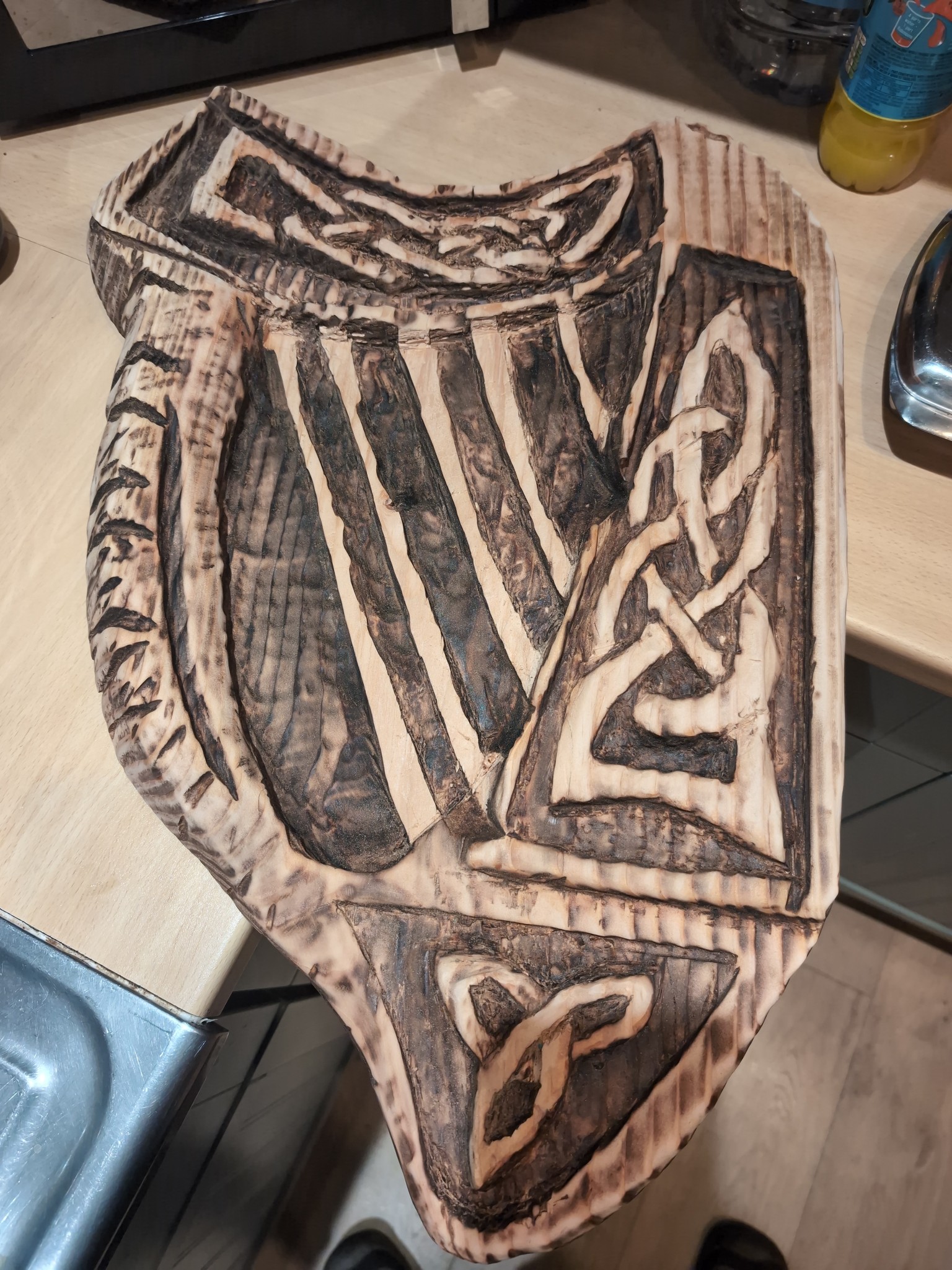 Harp — chainsaw carving by The Grateful Tech