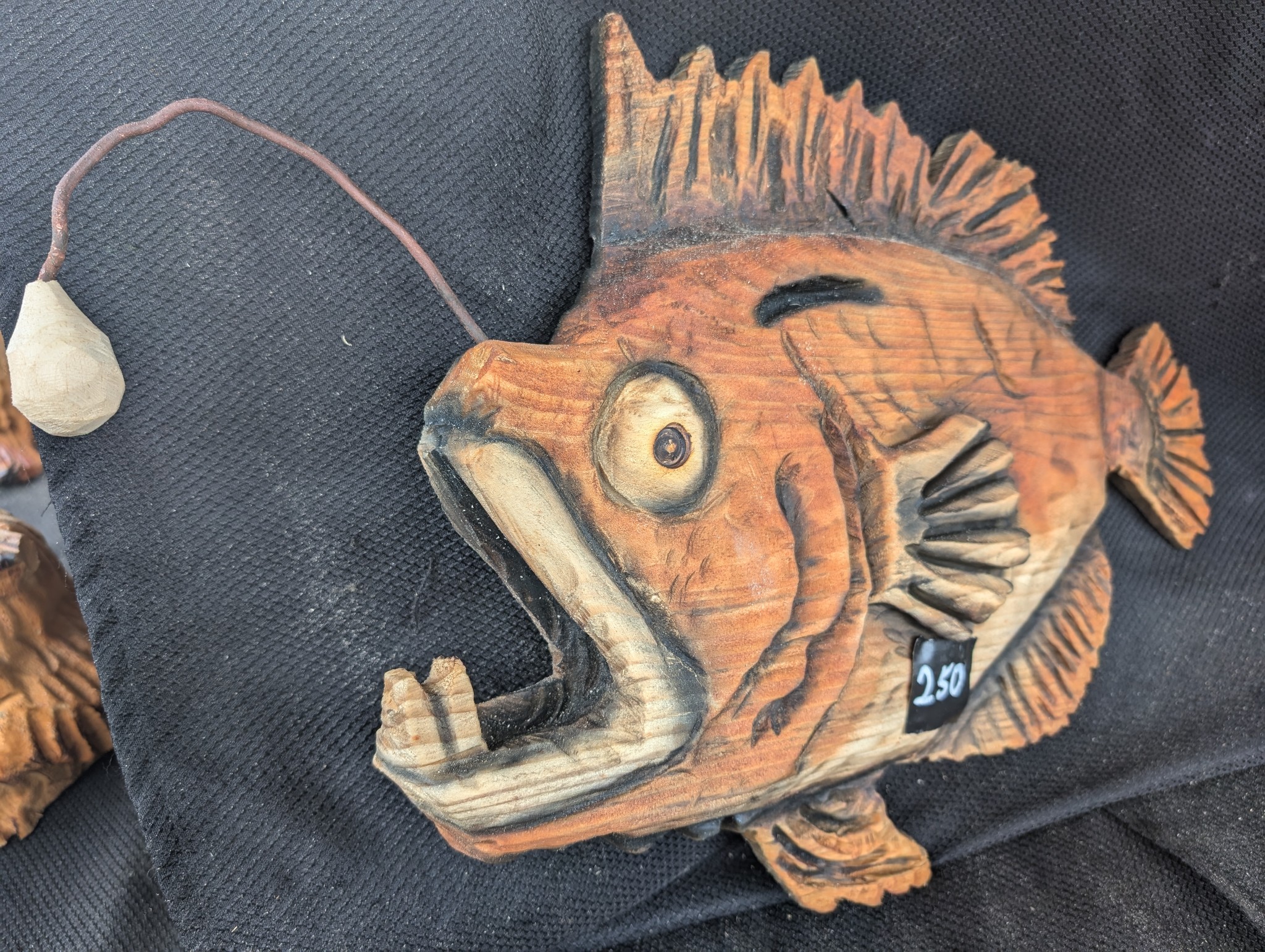 Badass Angler Fish — chainsaw carving by The Grateful Tech
